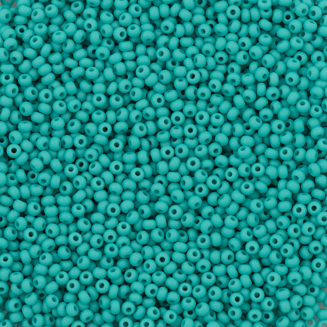 Czech Seed Bead 11/0 Opaque Green Turquoise Matte 50g (63130M)