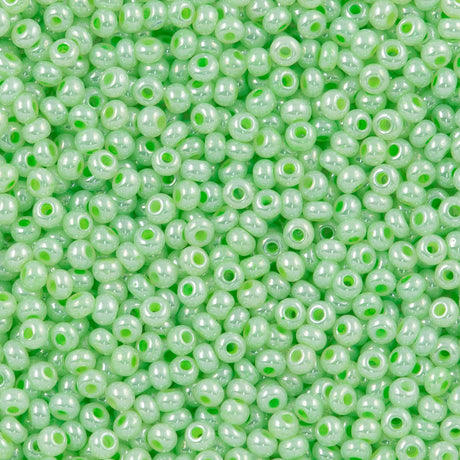 Czech Seed Bead 8/0 Light Green Ceylon 2-inch Tube (37154)