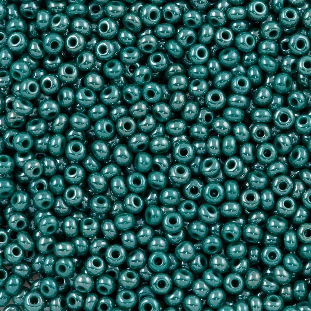 Czech Seed Bead 8/0 Dark Green Opaque Luster 2-inch Tube (58240)