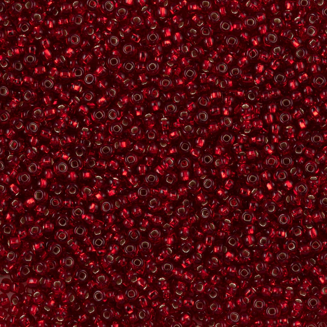 Czech Seed Bead 8/0 Ruby Silver Lined 22g Tube (97090)