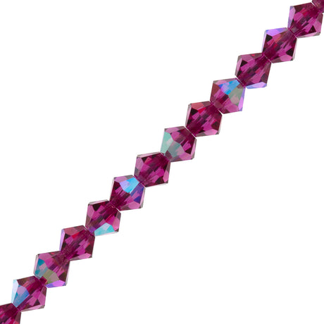 144 Preciosa Czech Crystal 4mm MC Bicone Bead Fuchsia AB (70350AB)