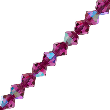 21 Preciosa Crystal Faceted Bicone Bead 6mm Fucshia AB (70350AB)