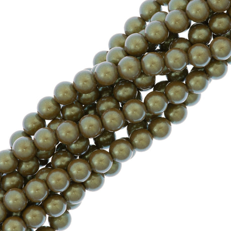 15 Preciosa Maxima 8mm Round Pearl Pearlescent Khaki (75103)