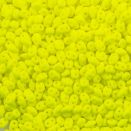 Super Duo 2x5mm Two Hole Beads Neon Yellow (25121)