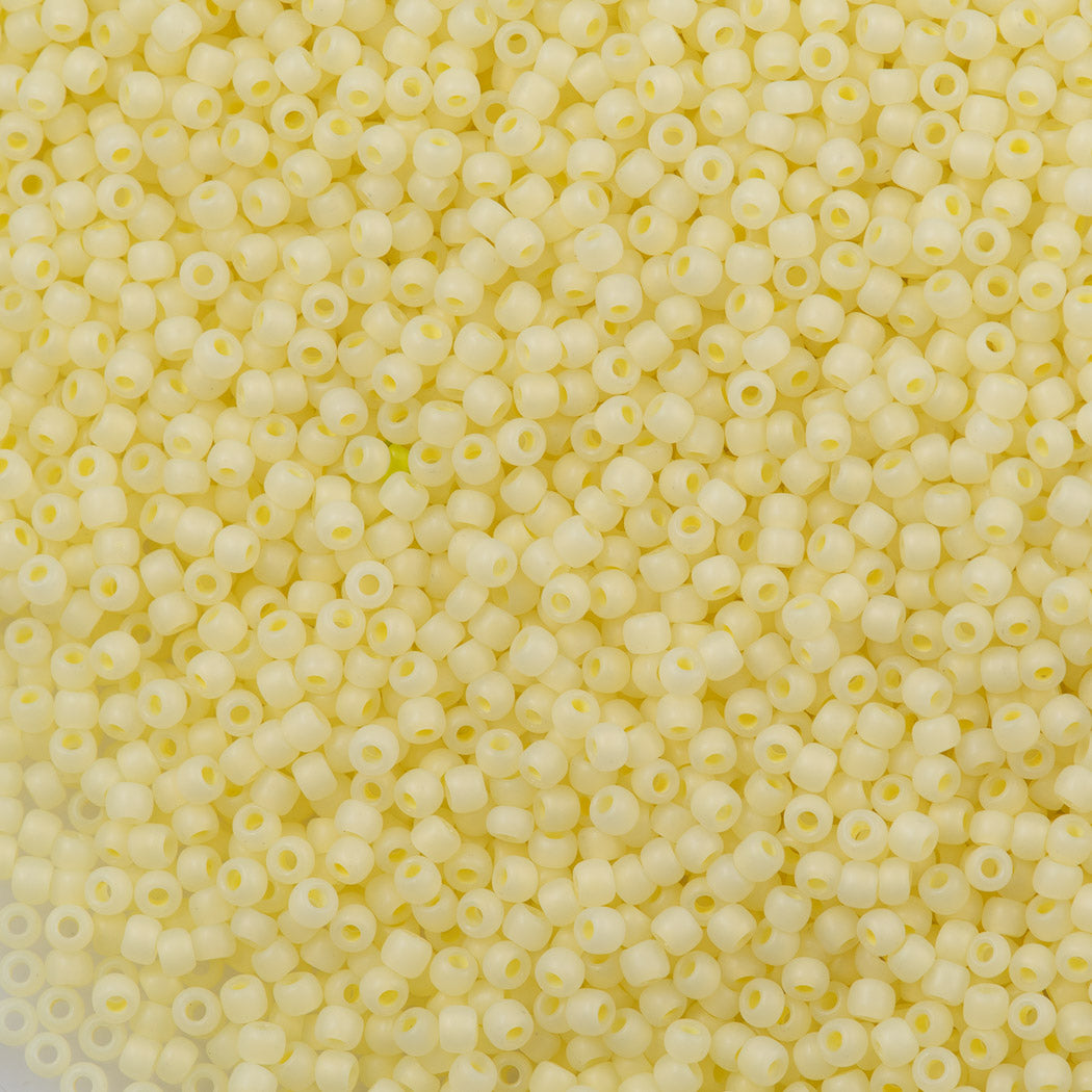 50g Toho Round Seed Bead 11/0 Transparent Matte Ceylon Pastel Yellow (142F)