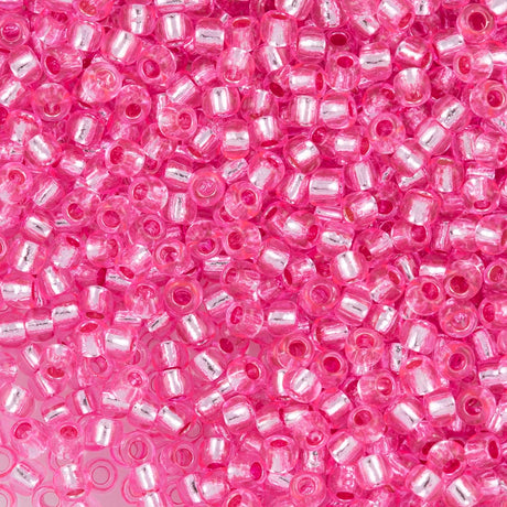 50g Toho Round Seed Beads 6/0 Silver Lined Transparent Pink (38)