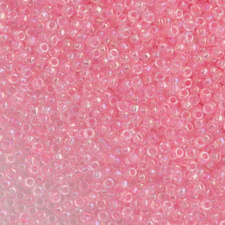 Toho Round Seed Beads 6/0 Transparent Dyed Pink AB 2.5-inch tube (171D)