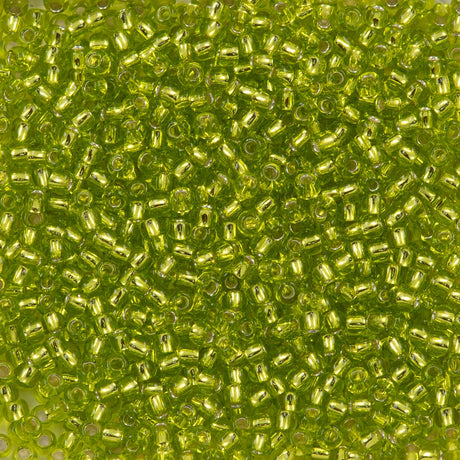 50g Toho Round Seed Bead 8/0 Silver Lined Lime Green (24)