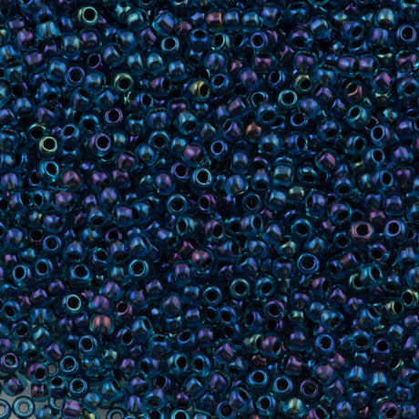 50g Toho Round Seed Bead 8/0 Inside Color Aqua Jet Lined (248)