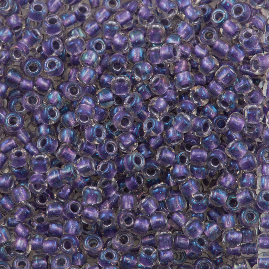 50g Toho Round Seed Bead 8/0 Inside Color Crystal Metallic Purple Lined AB (265)