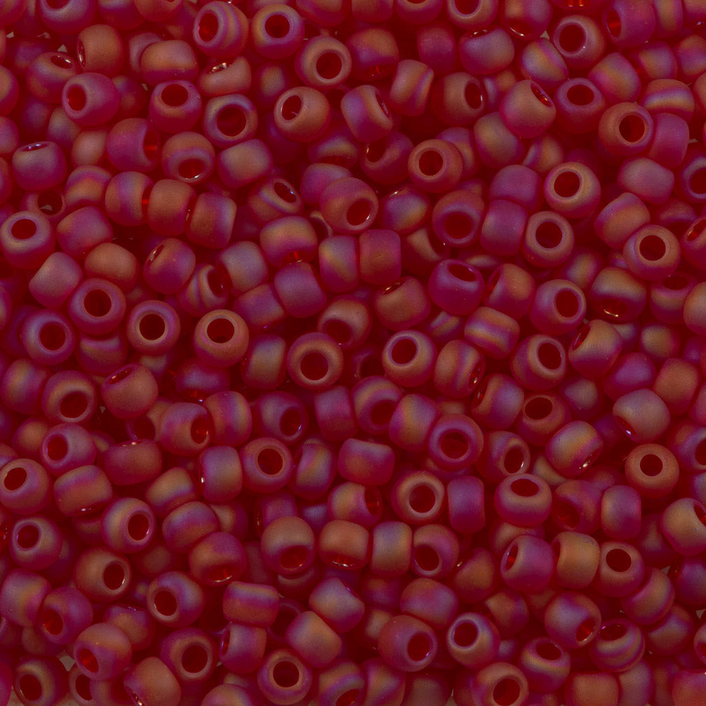 Toho Round Seed Bead 8/0 Transparent Matte Dark Ruby AB (165CF)