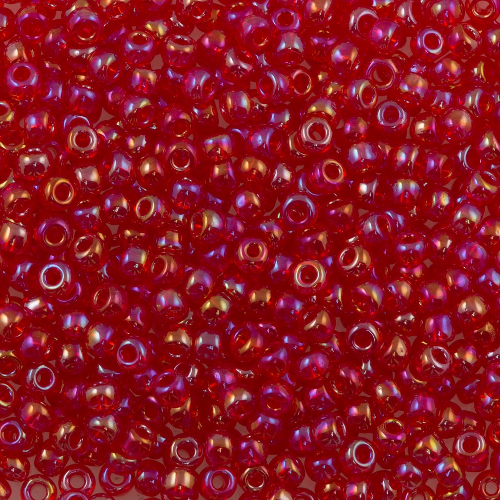 Transparent Red Glass Beads 8/0