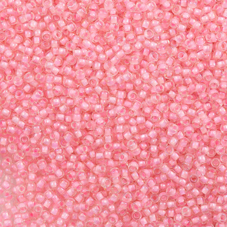 Toho Round Seed Bead 11/0 Transparent Inside Color Lined Hot Pink AB (191B)