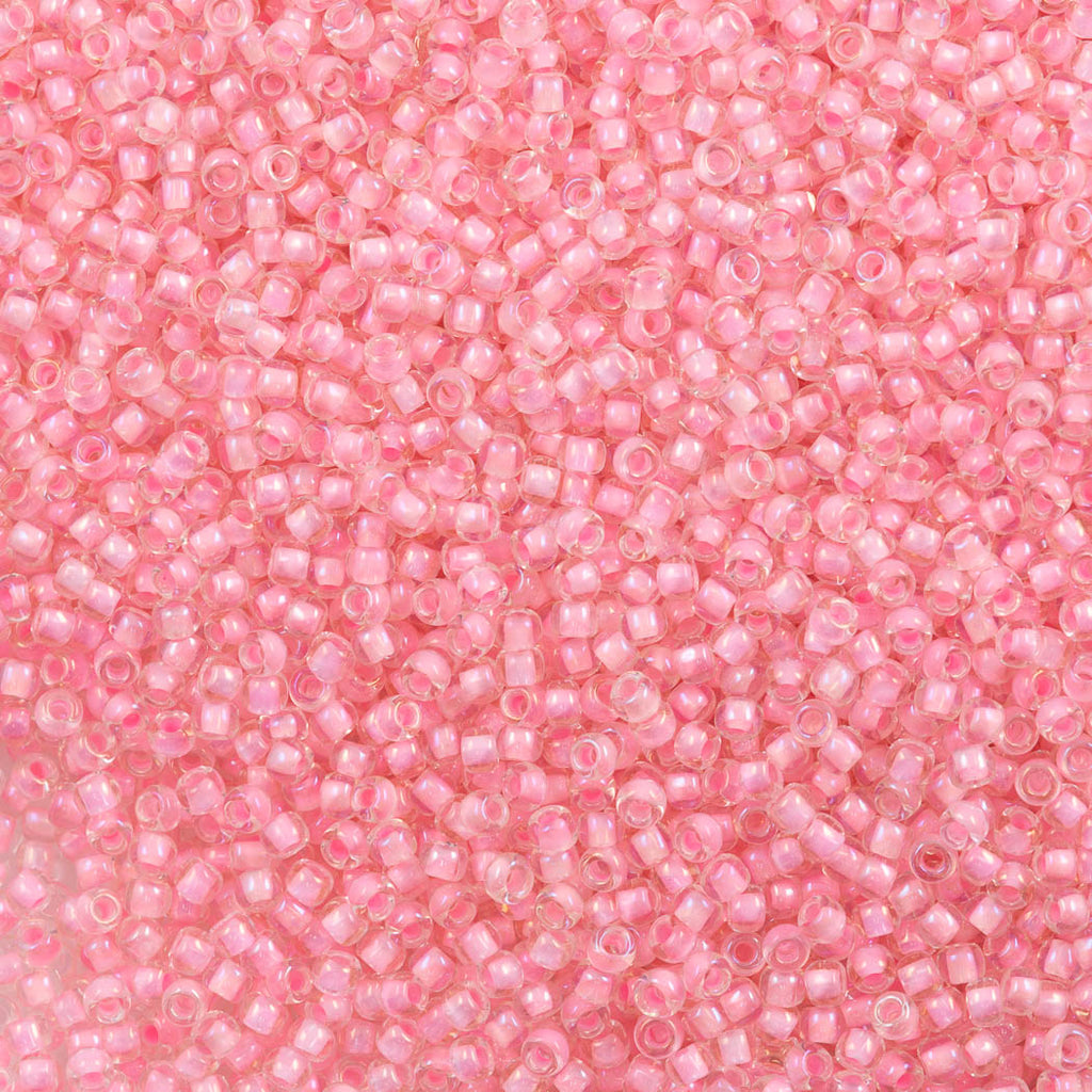 Toho Round Seed Beads SIZE-11 #1200 MARBLED OPAQUE WHITE PINK