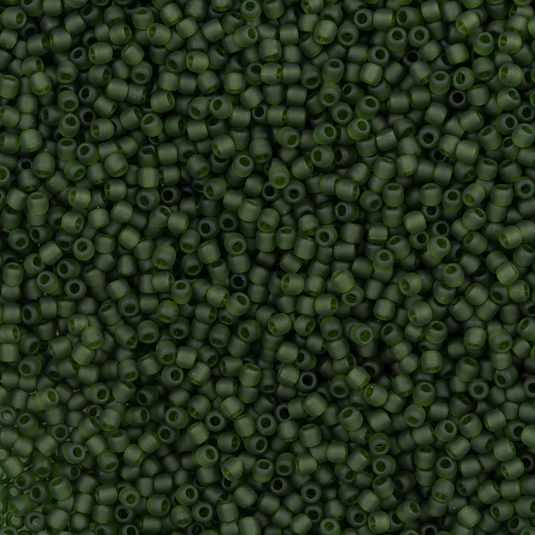 50g Toho Round Seed Bead 11/0 Transparent Matte Moss (940F)