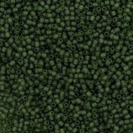 50g Toho Round Seed Bead 11/0 Transparent Matte Moss (940F)