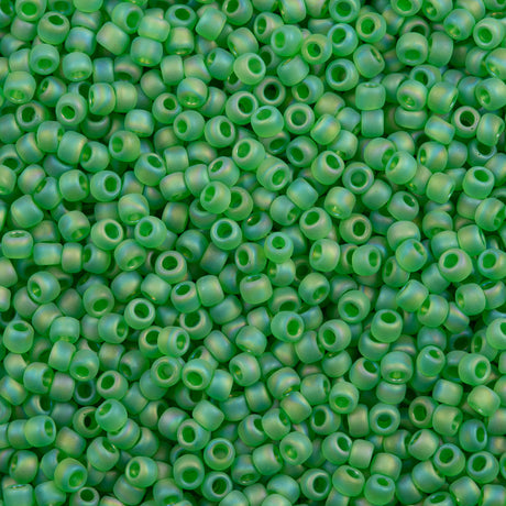 50g Toho Round Seed Bead 8/0 Transparent Matte Light Green AB (167F)